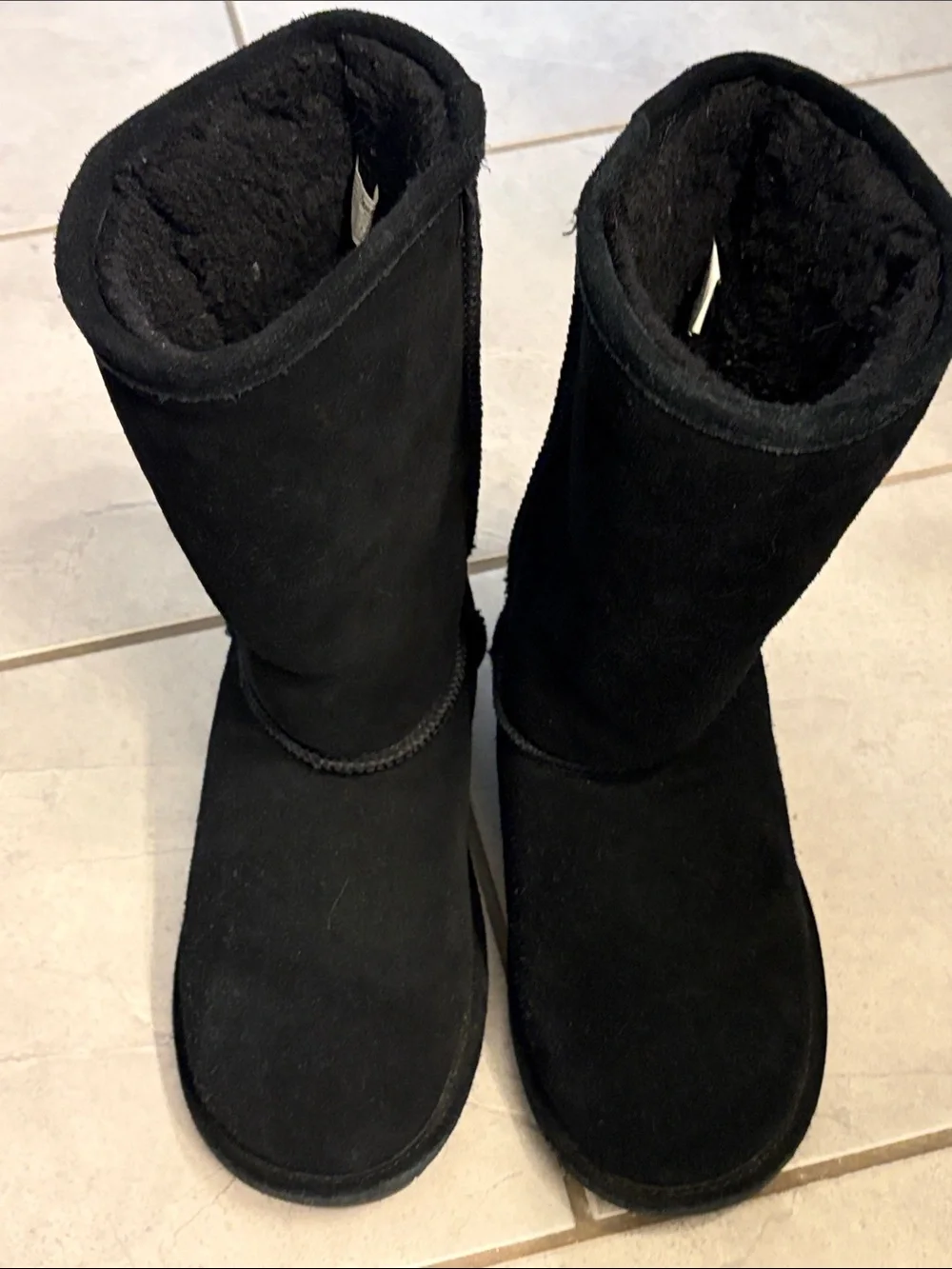 BearPaw 10 Emma Black Suede Shearling Wool Blend Lined Mid-Calf Boot winter